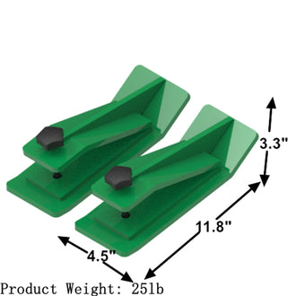 Tractor Bucket Protector, 2pcs Ski Edge Protector, 12" Long Turf Tamer Skid Protector, 4.5" Width, Heavy Duty Steel Bucket Attachment for Snow Leaves Removal, Spreading Gravel, Green - 0