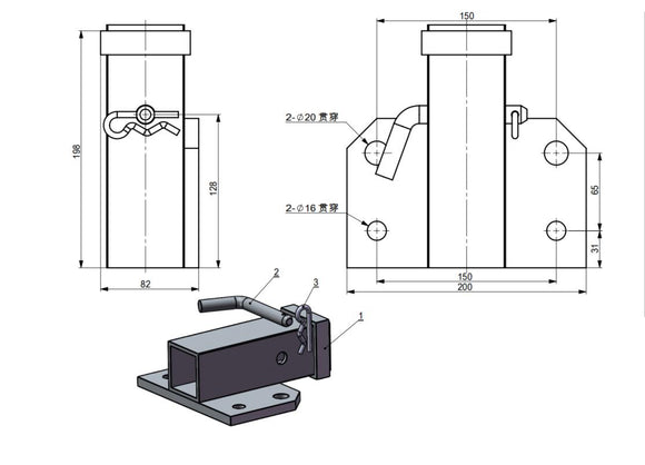 2" Bolt On Receiver Hitch for Transformer Tractor Hitch