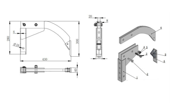 Hitch Receiver Mounted Ripper V2 Used with Category 0 and 1, 3 Point Hitch Adapters
