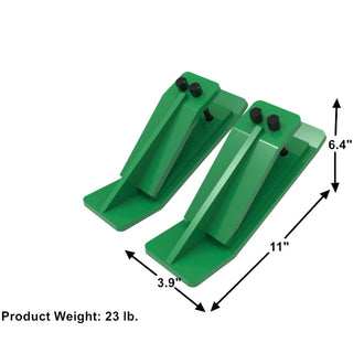 Tractor Bucket Protector, 2pcs Skid Edge Protector, 11" Long Turf Tamer Skid Protector, 4" Width, Heavy Duty Steel Bucket Attachment for Snow Leaves Removal, Spreading Gravel, Green with L-shaped Socket Wrench - 0