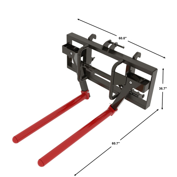 Landy Attachments Hydraulic Single Round or Square Bale Lifter/Handler SMS Brackets, Heavy Duty Bale Squeezer Bale Handler