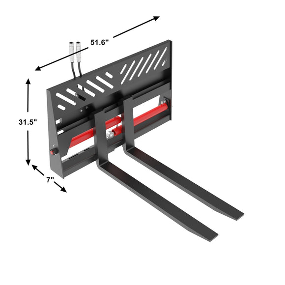 Landy Attachments Skid Steer Hydraulic Positioning Pallet Forks 2000kg Load Capacity