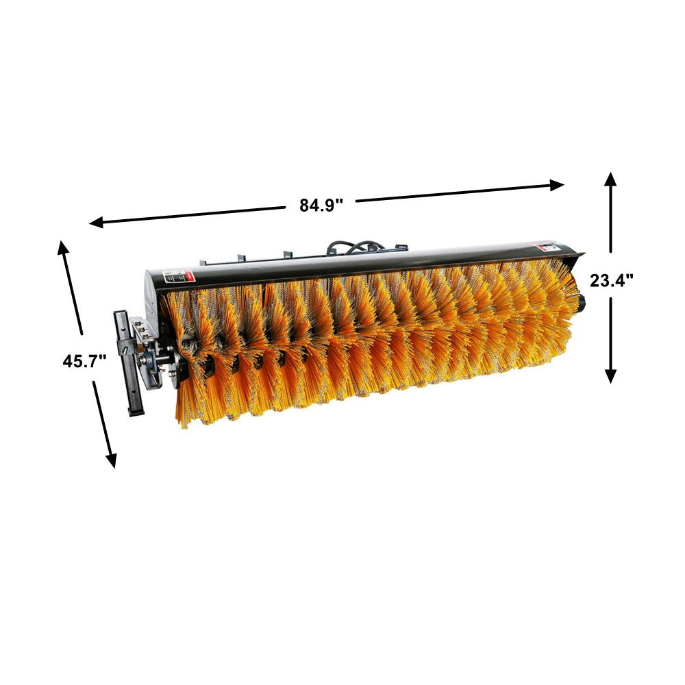Landy Attachments 72" Skid Steer Hydraulic Rotary Angle Broom Sweeper, Standard Flow, Bi-Directional, 22” Brush Diameter