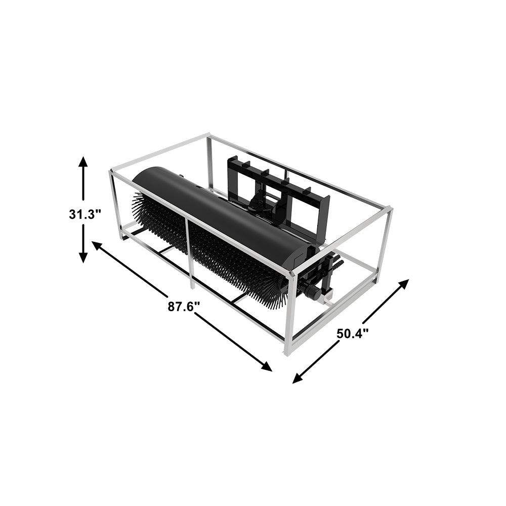 Landy Attachments 72" Skid Steer Hydraulic Rotary Angle Broom Sweeper, Standard Flow, Bi-Directional, 22” Brush Diameter