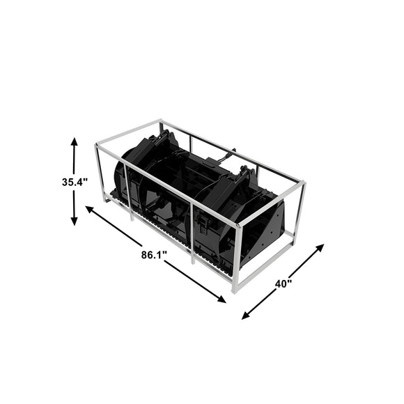 Landy Attachments Skid Steer 78" Industrial Grapple Bucket Attachment with Two-Cylinder
