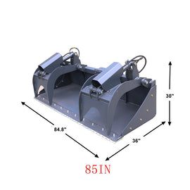 Landy Attachments Skid Steer 85" Industrial Grapple Bucket Attachment with Two-Cylinder - 0