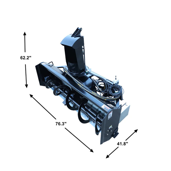 Landy Attachments 72" Skid Steer Mounted Snow Blower 100lpm, Direct Drive Hydraulic Auger