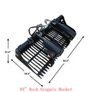 Landy Attachments 84" Rock Grapple Bucket with Teeth for Skid Steer Attachment Quick Attach-4