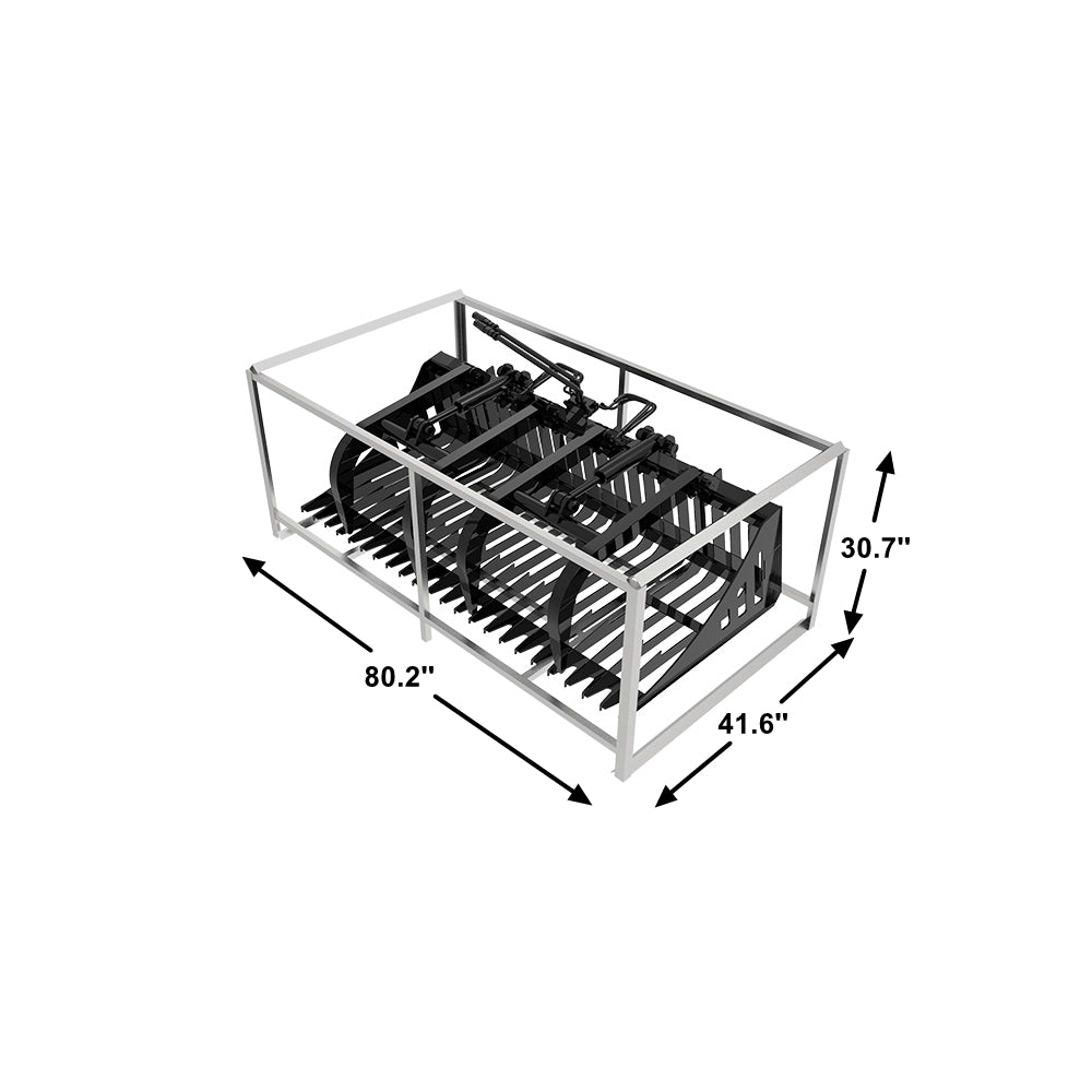 Landy Attachments 72" Light Duty Rock Grapple Bucket with Teeth for Skid Steer Attachment Quick Attach