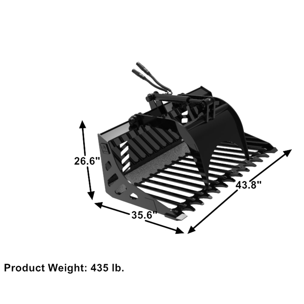 Landy Attachments 44” Small Skid Steer Skeleton Grapple Attachment, 24” Arm Opening, 2000 lb Weight Capacity