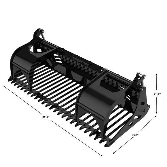 Landy Attachments 82" Rod Rock Grapple Bucket for Skid Steer Attachment Quick Attach
