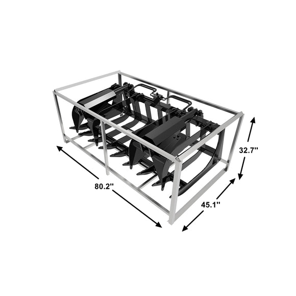 Landy Attachments 72'' Skid Steer Root Rake Grapple Bucket Attachments Front End Loader, Skid Steer Quick Attach Mount
