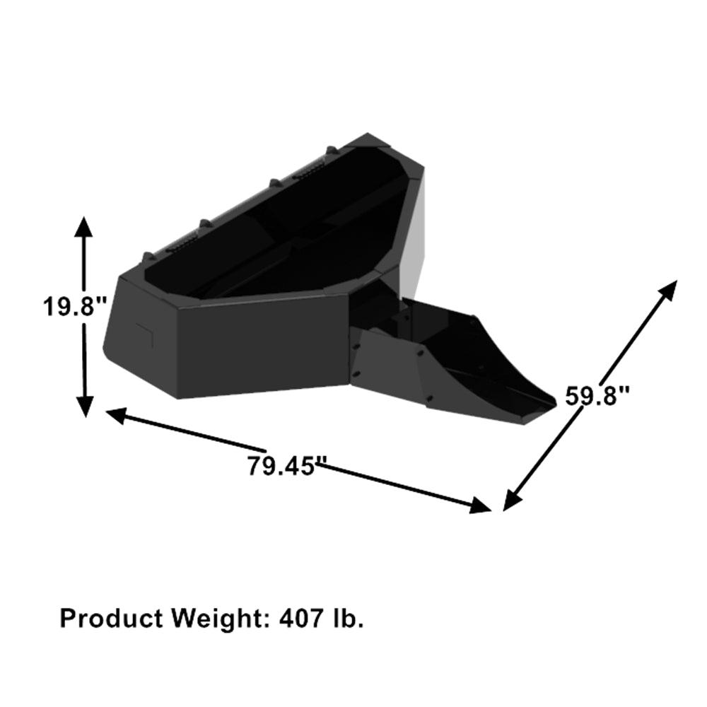 Landy Attachments Skid Steer 1/2 Yard Cement and Concrete Bucket with Spout, Universal Quick Tach Mount Plate