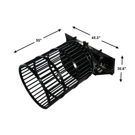 Landy Attachments Skid Steer Rotary Rock Picker Attachment 30" Diameter Drum Model, 55" Barrel Depth, Universal Mount - 0