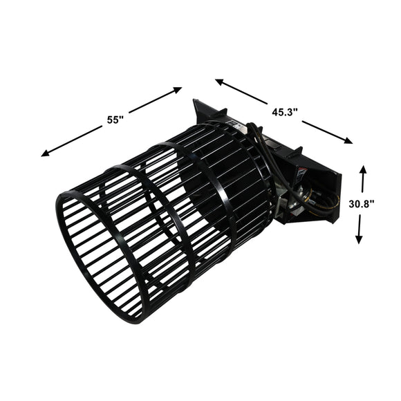 Landy Attachments Skid Steer Rotary Rock Picker Attachment 30" Diameter Drum Model, 55" Barrel Depth, Universal Mount