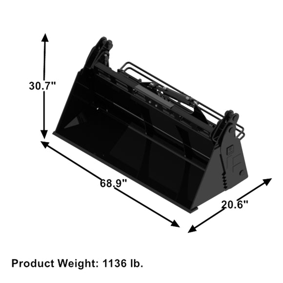 Landy Attachments Tilting Skid Steer Attachments 68" 4IN1 Combo Bucket with Cutting Edge Quick Attach, Universal Mount