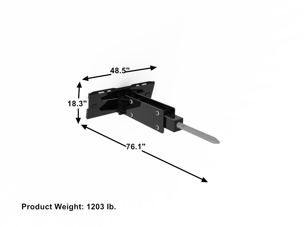 Landy Attachments Skid Steer Hydraulic Breaking Hammer For Easy Aattachment and Release to Most Makes and Models, 2” Moil Point Chisel, 350 J Impact Energy, Universal Mount Plate - 0
