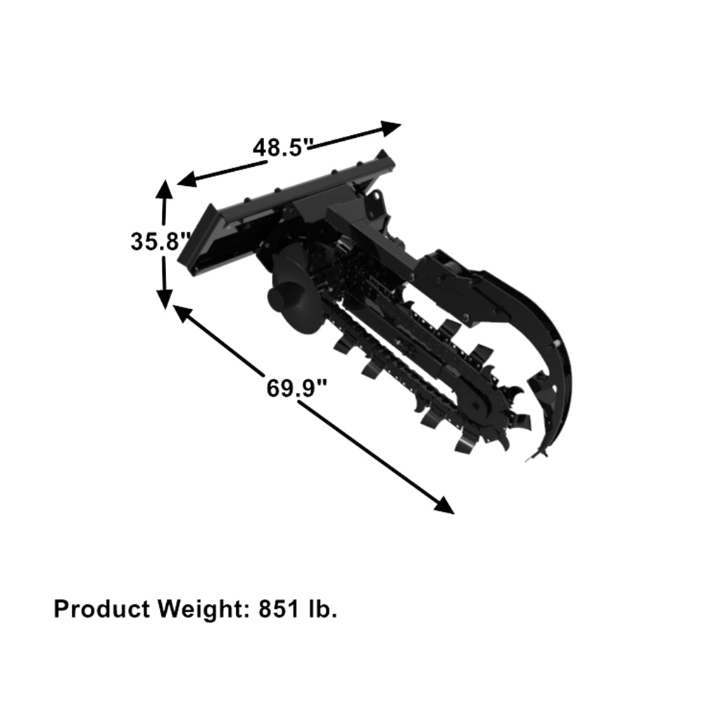 Landy Attachments Skid Steer Trenchers Attachment with Adjustable Depth Control Foot, Universal Mount Plate - 0