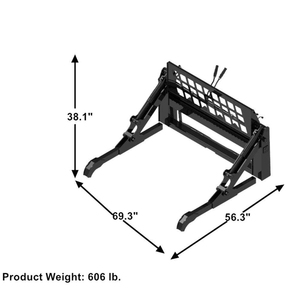 Landy Attachments Skid Steer Two-Cylinder Pipe Pallet Fork Grapple - 0