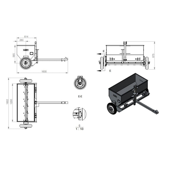Landy Attachments Salt and Sand Spreader with 3 Point Cat 1/2 T-SPR250