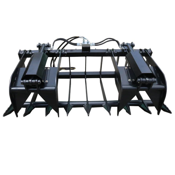 Landy Attachments 72'' Skid Steer Root Rake Grapple Bucket Attachments Front End Loader, Skid Steer Quick Attach Mount