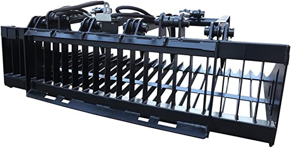 Landy Attachments 72" Light Duty Rock Grapple Bucket with Teeth for Skid Steer Attachment Quick Attach