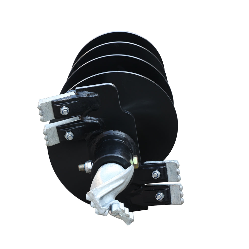 Landy Attachments Skid Steer Post Hole Auger Drive Attachment, 12” and 18" Diameter Auger, 46” Drilling Depth, Standard Flow