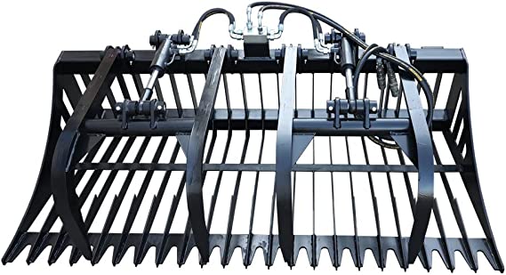 Landy Attachments 72" Light Duty Rock Grapple Bucket with Teeth for Skid Steer Attachment Quick Attach