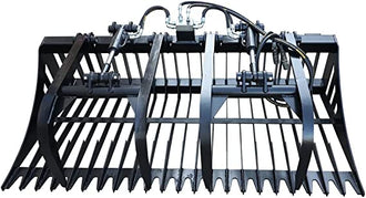 Landy Attachments 72" Light Duty Rock Grapple Bucket with Teeth for Skid Steer Attachment Quick Attach