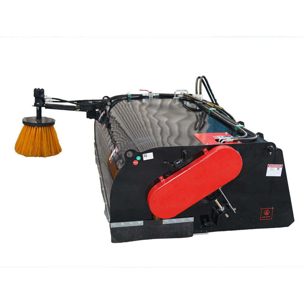 Landy Attachments 72" Skid Steer Pick up Box Broom Sweeper with Edge Brush