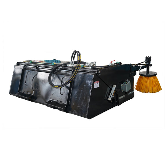 Landy Attachments 72" Skid Steer Pick up Box Broom Sweeper with Edge Brush