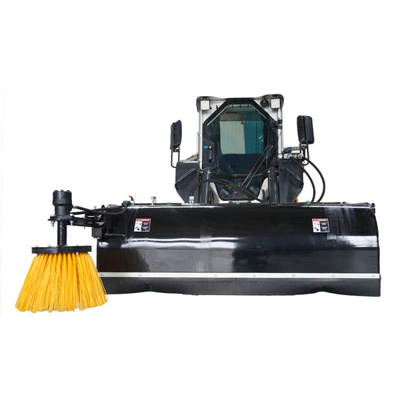 Landy Attachments 72" Skid Steer Pick up Box Broom Sweeper with Edge Brush