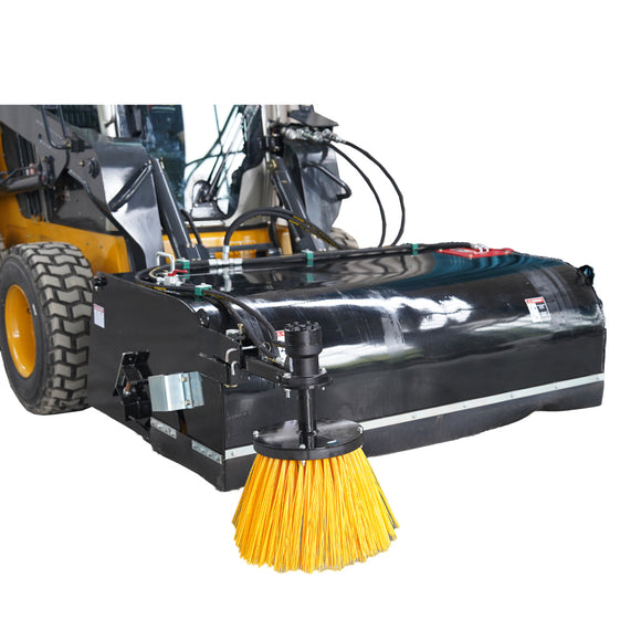 Landy Attachments 72" Skid Steer Pick up Box Broom Sweeper with Edge Brush
