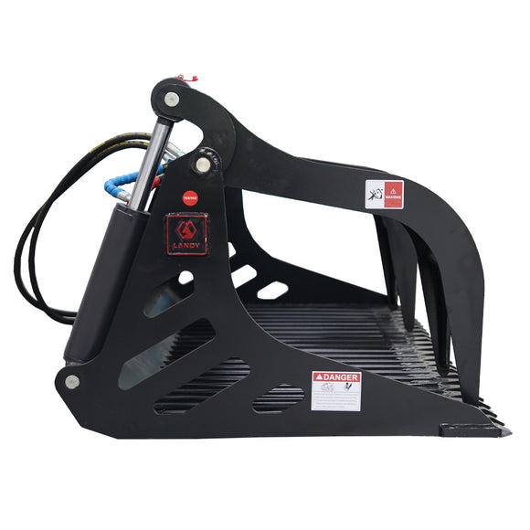 Landy Attachments 82" Rod Rock Grapple Bucket for Skid Steer Attachment Quick Attach