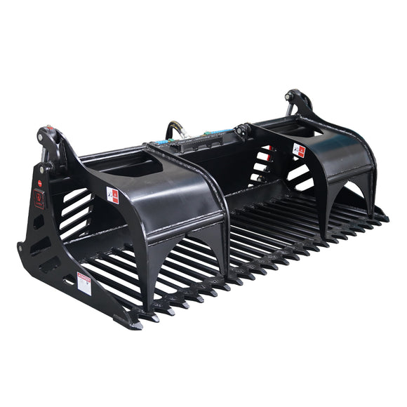 Landy Attachments 82" Rod Rock Grapple Bucket for Skid Steer Attachment Quick Attach