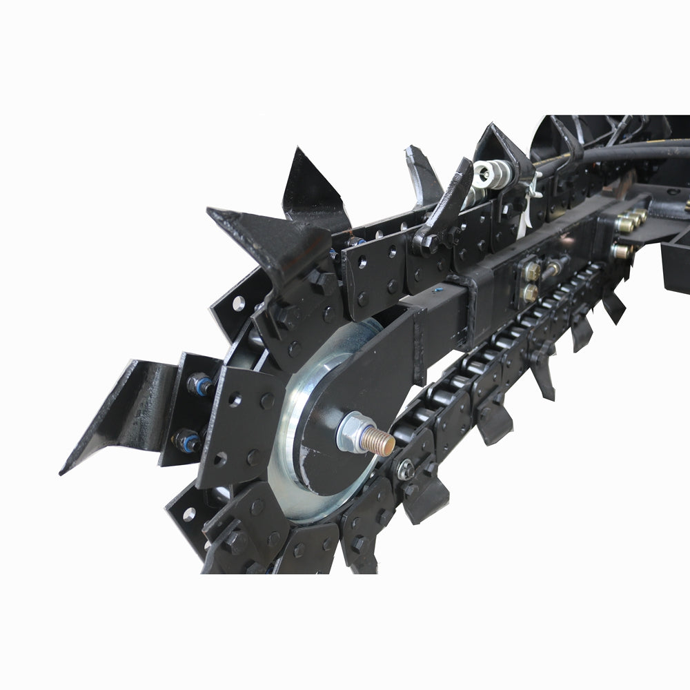 Landy Attachments Skid Steer Trenchers Attachment with Adjustable Depth Control Foot, Universal Mount Plate