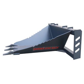 Landy Attachments 50” Skid Steer Stump Bucket Universal Quick Attach Mount, Bolt-On Cutting Teeth, Curved Bottom, Reverse Curled Ripper Teeth Attachment