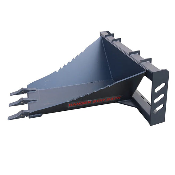 Landy Attachments 50” Skid Steer Stump Bucket Universal Quick Attach Mount, Bolt-On Cutting Teeth, Curved Bottom, Reverse Curled Ripper Teeth Attachment