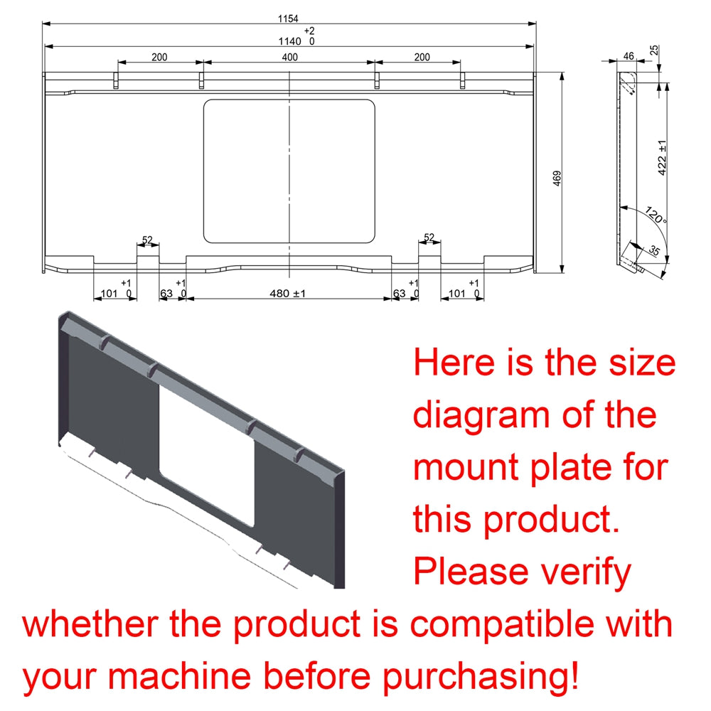Landy Attachments Skid Steer 1/2 Yard Cement and Concrete Bucket with Spout, Universal Quick Tach Mount Plate