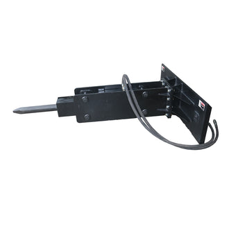 Landy Attachments Skid Steer Hydraulic Breaking Hammer For Easy Aattachment and Release to Most Makes and Models, 2” Moil Point Chisel, 350 J Impact Energy, Universal Mount Plate