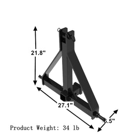 Landy Attachments 3 Point 2" Receiver Trailer Hitch Drawbar Adapter Category One Tractor - 0