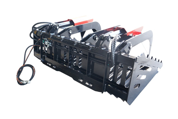 Landy Attachments 72" Rock Grapple Bucket with Teeth for Skid Steer Attachment Quick Attach